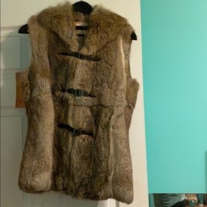 Love Token Rabbit Fur Vest with Leather straps